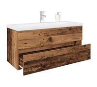 Meuble Sous-Vasque Salle de Bain avec Vasque Céramique et Robinet Intégrés, Design Compact et Pratique, Meubles Salle de Bain Armoire Salle de Bains, Bois Récupéré, 100x38.5x45cm/101x39x18cm