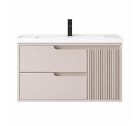 Meuble sous-vasque salle de bain - OTITEC - Dimensions 100x47x52 cm - Finition Kaki rainuré - 2 tiroirs