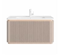 Meuble sous-vasque salle de bain - OTITEC - Dimensions 80x47x52 cm - Finition Kaki rainuré - Vasque céramique incluse