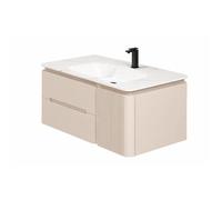 Meuble sous-vasque salle de bain - OTITEC - Dimensions 80x47x52 cm - Kaki rainuré - 2 tiroirs - Vasque céramique