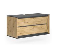 Meuble sous vasque simple Edelin, 100x50cm avec 2 tiroirs, Anthracite/Artisan, Vicco