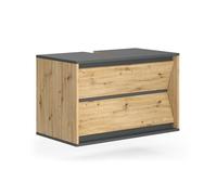 Meuble sous vasque simple Edelin, 80x50cm avec 2 tiroirs, Anthracite/Chêne Artisan, Vicco 57984