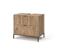 Vicco Meuble sous Vasque Simple Eliza, Chêne Viking, 70x63cm avec 2 tiroirs coulissants, Convient aux siphons Standards avec découpe sur Le Dessus