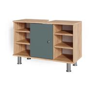 Vicco Meuble sous Vasque Simple Fynn, Vert, 80x54cm, pour Le Rangement dans la Salle de Bain avec découpe pour Siphon