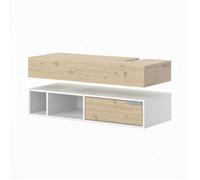 Vicco Meuble sous Vasque Simple Henri, Blanc/Chêne Artisan, 100 x 15 cm avec tiroir