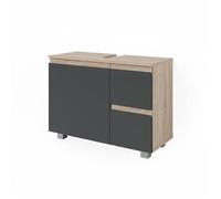 Vicco Meuble sous Vasque Simple J-Shape, Anthracite, 80x60.8cm, avec découpe pour Siphon pour Installation sous lavabo
