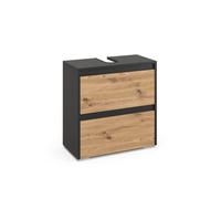 Vicco Meuble sous Vasque Simple Majest, Artisan, 60.1x62cm | avec 2 tiroirs, avec découpe pour siphon et ouvertures de ventilation pour l'installation