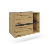 Meuble sous vasque simple Viola, 80x60cm avec 2 tiroirs, Artisan/gris, , Vicco