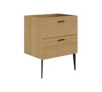 Meuble sous vasque strié sur pieds - 2 tiroirs - Naturel clair - 60 cm - SARONE
