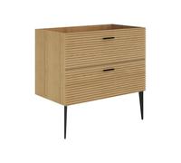 Meuble sous vasque strié sur pieds - 2 tiroirs - Naturel clair - 80 cm - SARONE