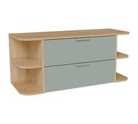 Vente-unique - Meuble sous Vasque Suspendu avec niches - Vert Amande et Naturel Clair - L120 cm - AVORELI