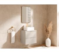 Vente-unique - Meuble sous Vasque Suspendu avec Planche - Beige - 60 cm - ONDIL