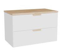 Vente-unique - Meuble sous Vasque Suspendu avec Planche - Blanc - L80 cm - AVORELI