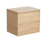 Meuble sous vasque suspendu avec planche - Placage chêne - 60 cm - MILIPAM