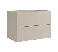 Vente-unique - Meuble sous Vasque Suspendu avec poignées en métal doré - Coloris Beige - 80 cm - ONDIL