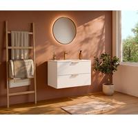 Meuble sous vasque suspendu ? Blanc ? L80 cm ? AVORELI