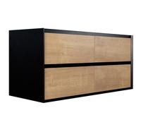 Vente-unique-Meuble sous Vasque Suspendu - Coloris Naturel Clair et Noir - 120 cm - LANNICK