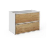 Vente-unique - Meuble sous Vasque Suspendu Coloris Naturel et Blanc - 80 cm - LANNICK