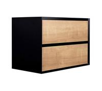 Meuble sous vasque suspendu coloris naturel et noir - 80 cm - LANNICK