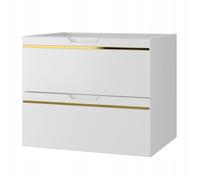 Meuble sous vasque suspendu ESPERO blanc 60 cm - bande décorative dorée