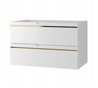 Meuble sous vasque suspendu ESPERO blanc 80 cm - bande décorative dorée