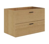 Meuble sous vasque suspendu strié - 2 tiroirs - Naturel clair - 80 cm - SARONE