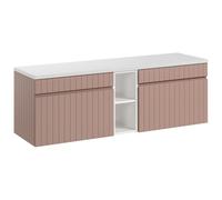 Meuble sous vasque suspendu strié avec niches - Rose - L140 cm - SATARA