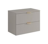 Meuble sous vasque suspendu strié avec planche - Beige - L80 cm - ZEVARA