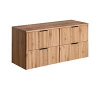 Meuble sous vasque suspendu strié avec planche - Naturel clair - L120 cm - ZEVARA