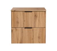 Meuble sous vasque suspendu strié avec planche - Naturel clair - L60 cm - ZEVARA