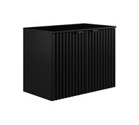 Meuble sous vasque suspendu strié avec planche - Noir - L80 cm - ZILGA