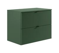 Meuble sous vasque suspendu strié avec planche - Vert mat - 80 cm - ZEVINI