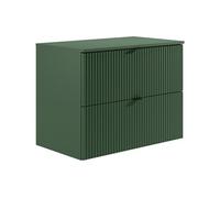 Meuble sous vasque suspendu strié avec planche - Vert mat - 80 cm - ZEVINI