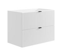 Meuble sous vasque suspendu strié - Blanc mat - 80 cm - ZEVINI