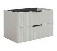 Meuble sous vasque suspendu strié - Coloris beige - 80 cm - DALIKO