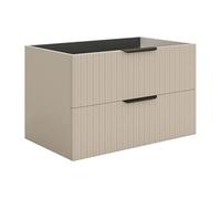 Meuble sous vasque suspendu strié - Coloris beige - 80 cm - DALIKO