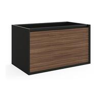 Vente-unique-Meuble sous Vasque Suspendu strié - Coloris Naturel foncé et Noir - 80 cm - BANIVA