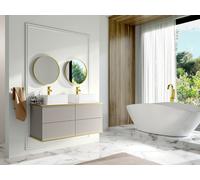 Vente-unique - Meuble sous Vasque Suspendu strié liseré doré - Beige - 120 cm - KELIZA