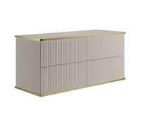 Meuble sous vasque suspendu strié liseré doré - Beige - 120 cm - KELIZA