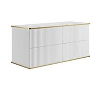 Meuble sous vasque suspendu strié liseré doré - Blanc - 120 cm - KELIZA