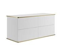 Meuble sous vasque suspendu strié liseré doré - Blanc - 120 cm - KELIZA