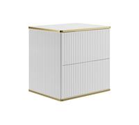 Meuble sous vasque suspendu strié liseré doré - Blanc - L60 cm - KELIZA