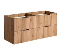 Meuble sous vasque suspendu strié - Naturel clair - L120 cm - ZEVARA