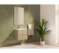 Vente-unique - Meuble sous Vasque Suspendu strié - Naturel Clair - L60 cm - ORISO