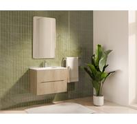 Meuble sous vasque suspendu strié - Naturel clair - L80 cm - ORISO