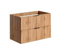 Meuble sous vasque suspendu strié - Naturel clair - L80 cm - ZEVARA