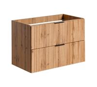 Meuble sous vasque suspendu strié - Naturel clair - L80 cm - ZEVARA