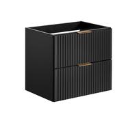 Vente-unique-Meuble sous Vasque Suspendu strié - Noir - L60 cm - ZEVARA