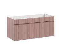 Meuble sous vasque suspendu strié rose - 100 cm - SATARA