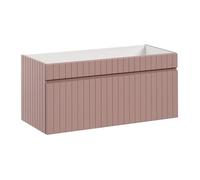 Meuble sous vasque suspendu strié rose - 100 cm - SATARA